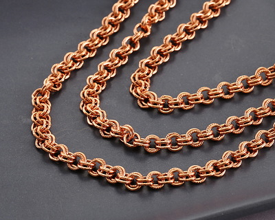 Copper (plated) Every Other Etched Link Double Cable Chain