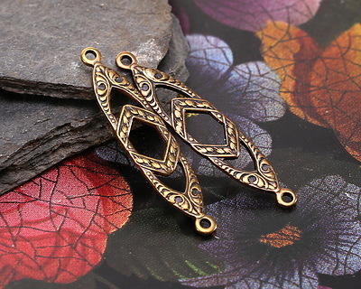 Vintaj Natural Brass Deco Window 2-Hole Connector 6x28mm