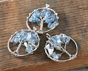 Aquamarine Silver Finish Wire-Wrapped Tree of Life Pendant 28-29x35mm