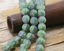 Czech Glass Matte Smoky Crystal & Sage Melon Round 8mm