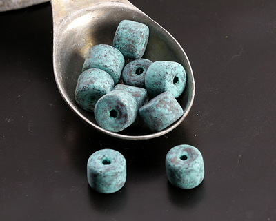 Mykonos Metalized Ceramic Copper Patina Short Tube Space 7x8mm