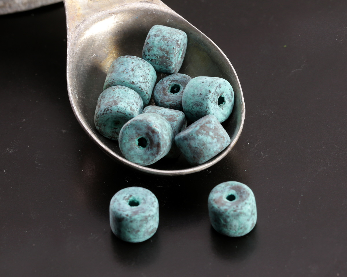 Mykonos Metalized Ceramic Copper Patina Short Tube Space 7x8mm