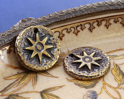 Mykonos Antique Brass (plated) Sun Coin Focal 22mm