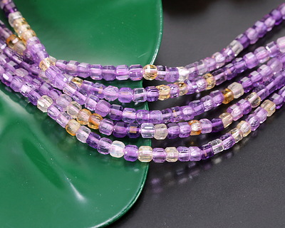 Ametrine (AA) Microfaceted Miracle Cube 2.5mm