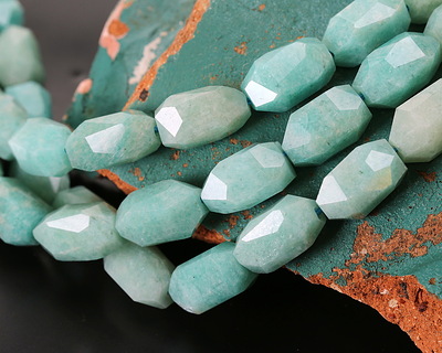 Brazil Amazonite Microfaceted Long Nugget 9x14mm