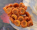 Czech Glass Pumpkin w/ Bronze Sunflower 13mm