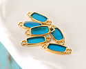 24K Gold (Plated) Transparent Turquoise Resin Rectangle Focal Link 16x6mm