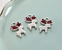 Antique Silver (plated) Cherry Red Enamel w/ Glitter Reindeer Pendant 10x16mm