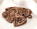 Green Girl Bronze DragonMoth Flower Heart Pendant 31x43mm