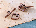 Mykonos Antique Copper (plated) Heart Toggle Clasp 14x17mm, 27mm Bar