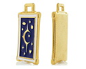 24K Gold (plated) Cobalt & Ivory Enamel Tarot Card Focal 18x29mm