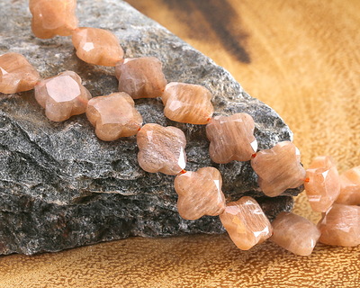 Peach Moonstone Faceted Quatrefoil 13mm