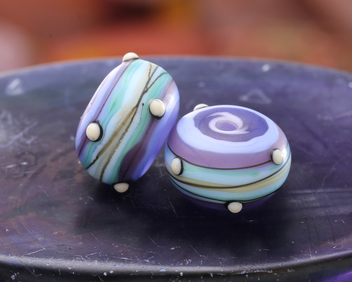 Grace Lampwork Matte Blue Ombre Party Rondelle 10x16mm