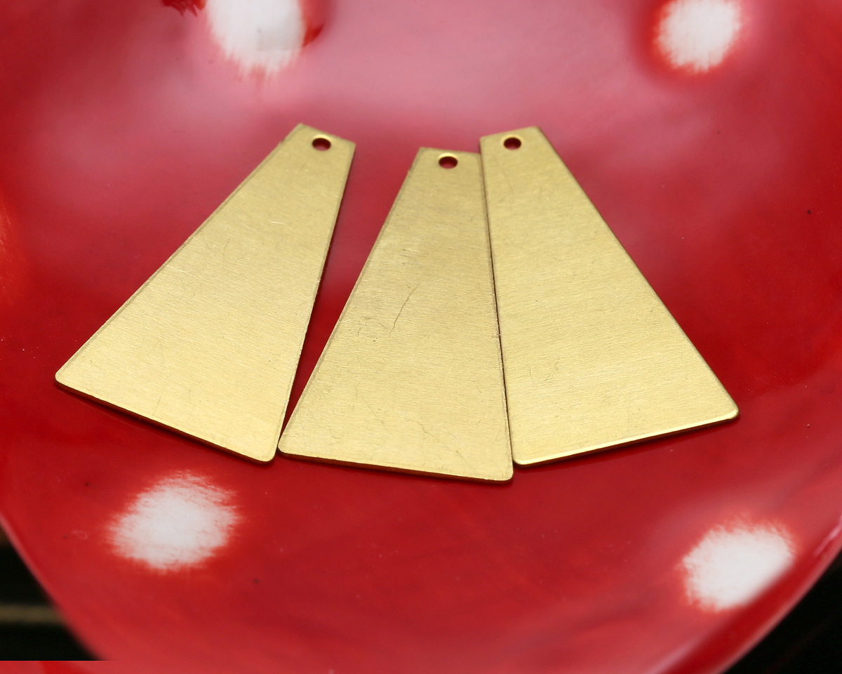 Brass Trapezoid Blank Focal w/ 1mm Drill Hole 33x17mm