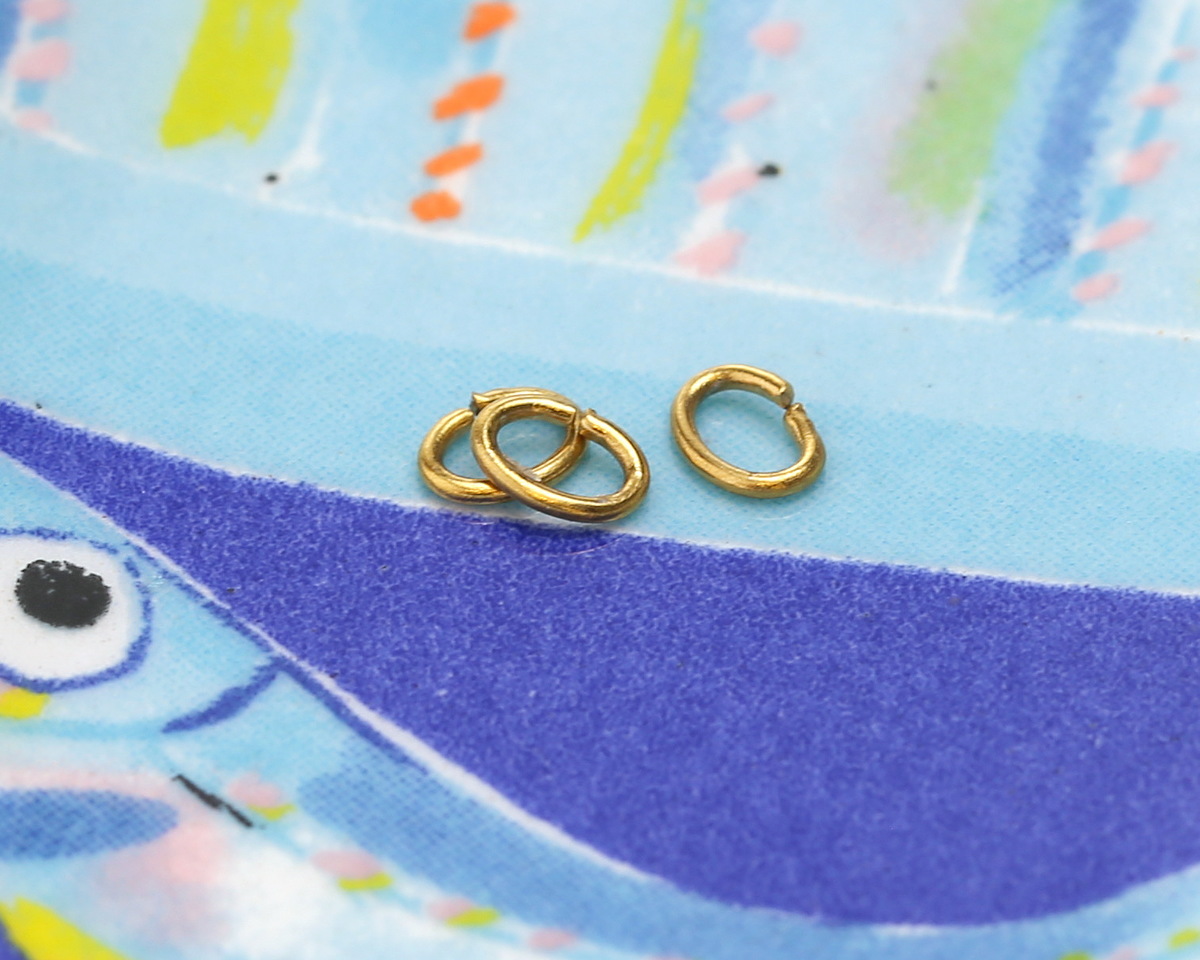 Waterproof 18K Gold PVD Plated Stainless Steel Oval Jump Ring 3x4.5mm, 22 gauge