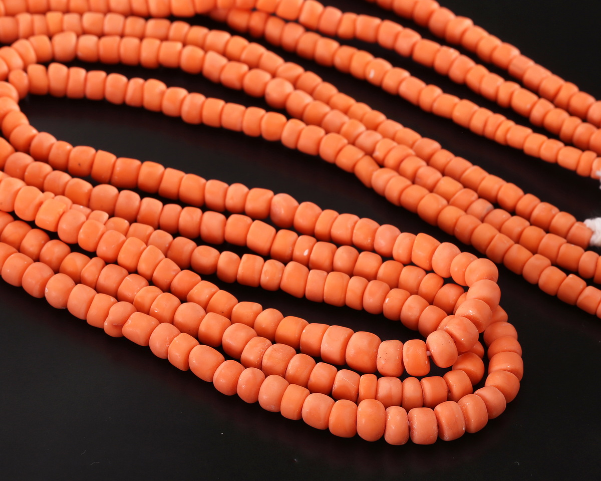 Java Glass Coral Pink Graduated Gooseberry Beads 3-6x4-6mm