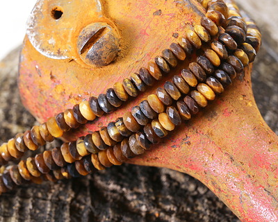 Tiger Eye Faceted Spacer Rondelle 2x5mm