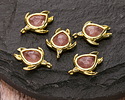 Strawberry Quartz w/ Gold Finish Sea Turtle Focal 15x19mm