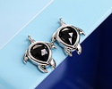 Black Obsidian w/ Silver Finish Sea Turtle Focal 15x19mm