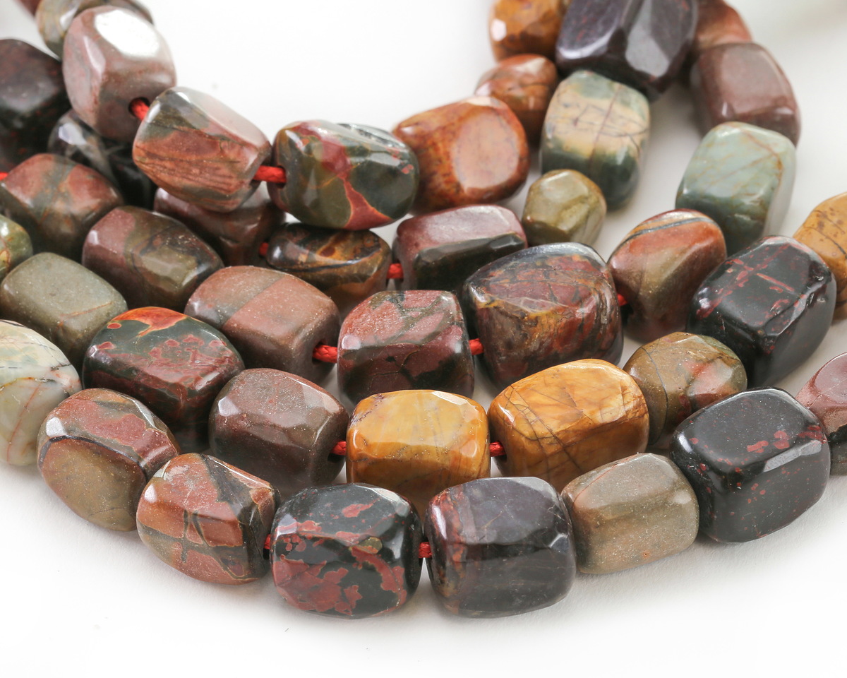 Red Creek Jasper Faceted Nugget (Large Hole) 14-16x10-12mm