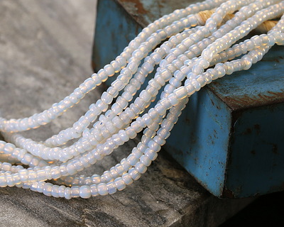 African Milky White Glass Seed Beads 1-3x2.5-3.5mm
