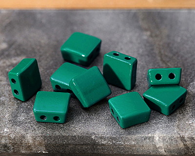Emerald Enamel 2-Hole Tile Square Bead 8mm
