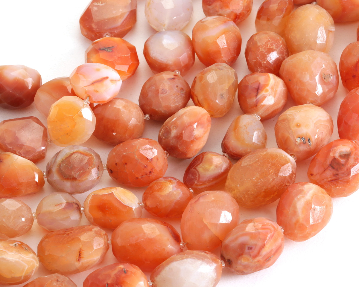 Carnelian (natural - light) Graduated Large Faceted Nugget 17-26x16-20mm