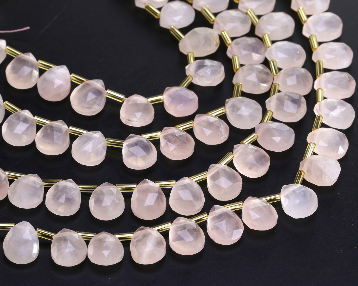 Madagascar Rose Quartz (A) Microfaceted Teardrop 8x10mm