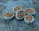 Czech Glass Sky Blue w/ Bronze Wash Mystic Eye 14x11mm