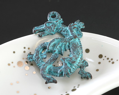 Mykonos Copper (plated) Patina Dragon Focal 24x37mm