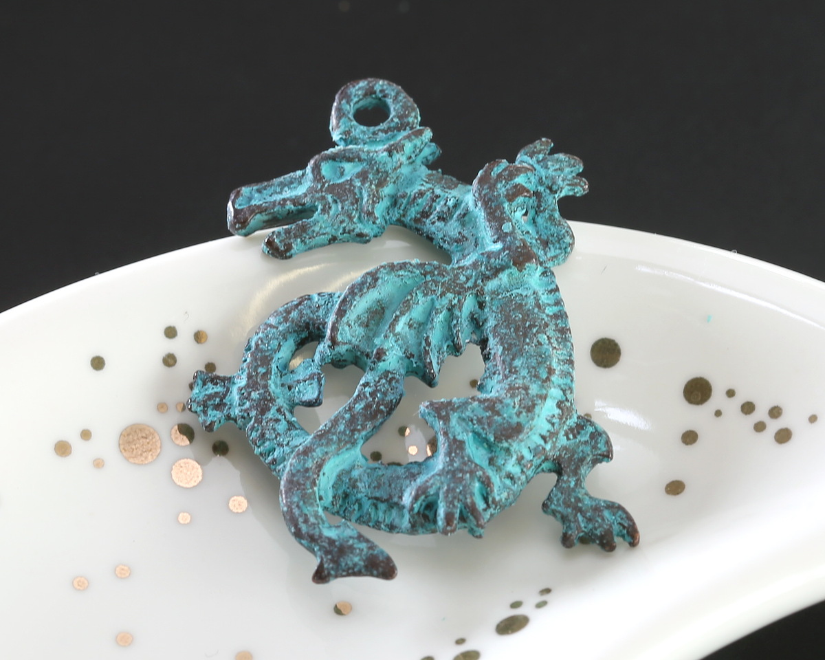 Mykonos Copper (plated) Patina Dragon Focal 24x37mm
