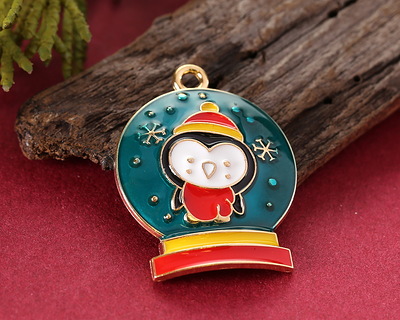 Enamel Penguin in a Snow Globe Focal 20x26mm