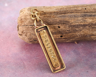 Patricia Healey Antiqued Copper & Brass "Patience" Pendant 13x61mm