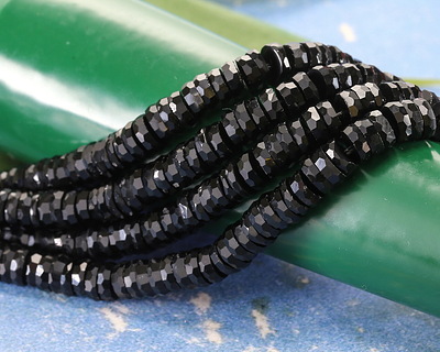 Black Obsidian Microfaceted Heishi 2x6mm