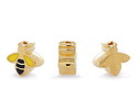 24K Gold (plated) Enamel Bee Bead 10x10.8mm