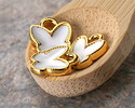 24K Gold (plated) White Enamel Butterfly Focal 9x9.5mm