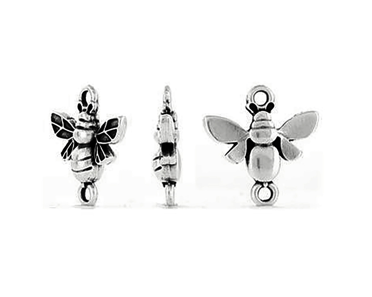 Antique Silver (plated) Bee Focal Link 15x16mm