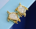 Rock Crystal Quartz w/ Gold Finish Sea Turtle Focal 15x19mm