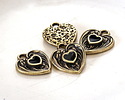 TierraCast Antique Brass (plated) Jet Enamel Heart in Heart Shaped Focal 12.5x14mm