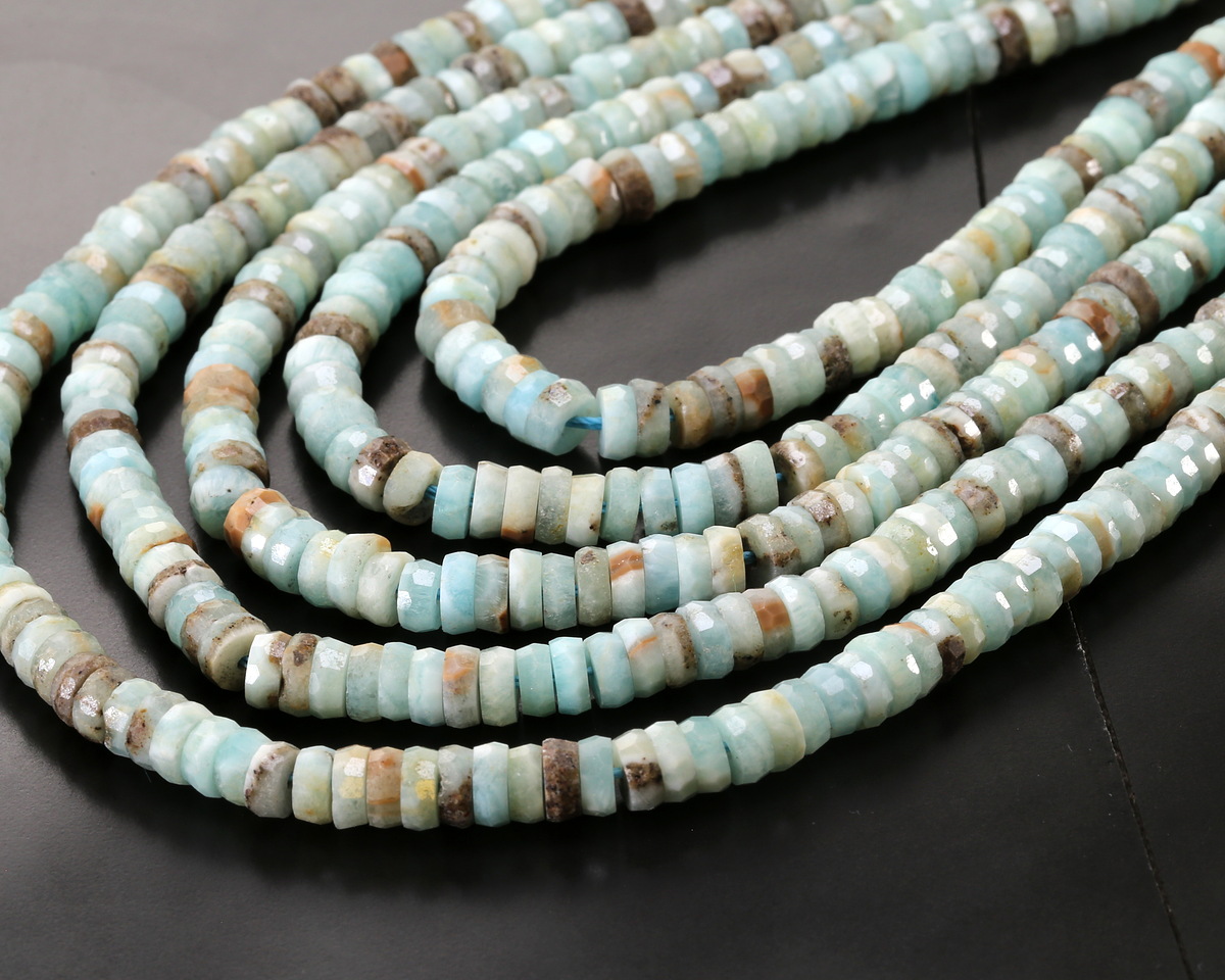 Hemimorphite Microfaceted Heishi 2x6mm