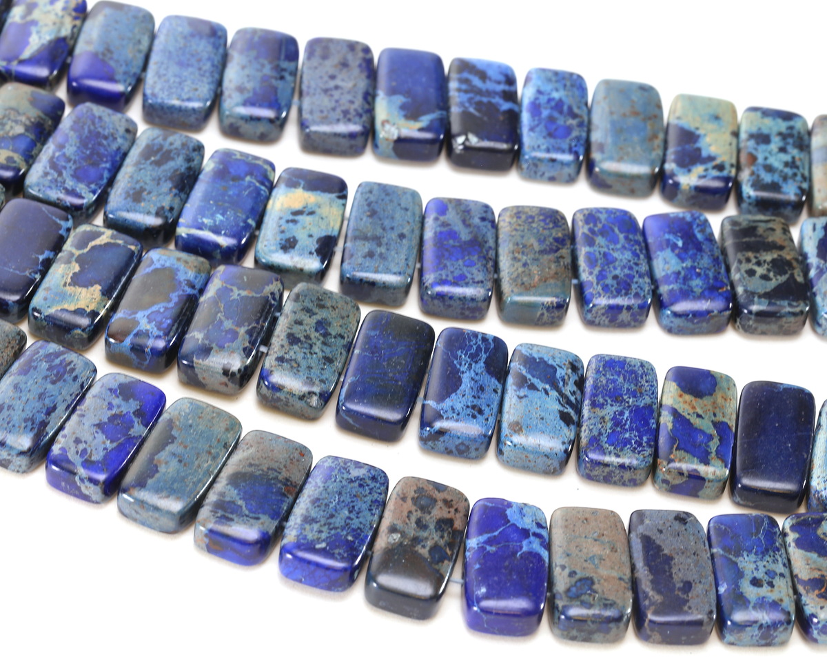 Cobalt Impression Jasper 2-Hole Rectangle 10x20mm
