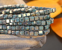 Czech Glass Bronzed Turquoise Cube 4mm