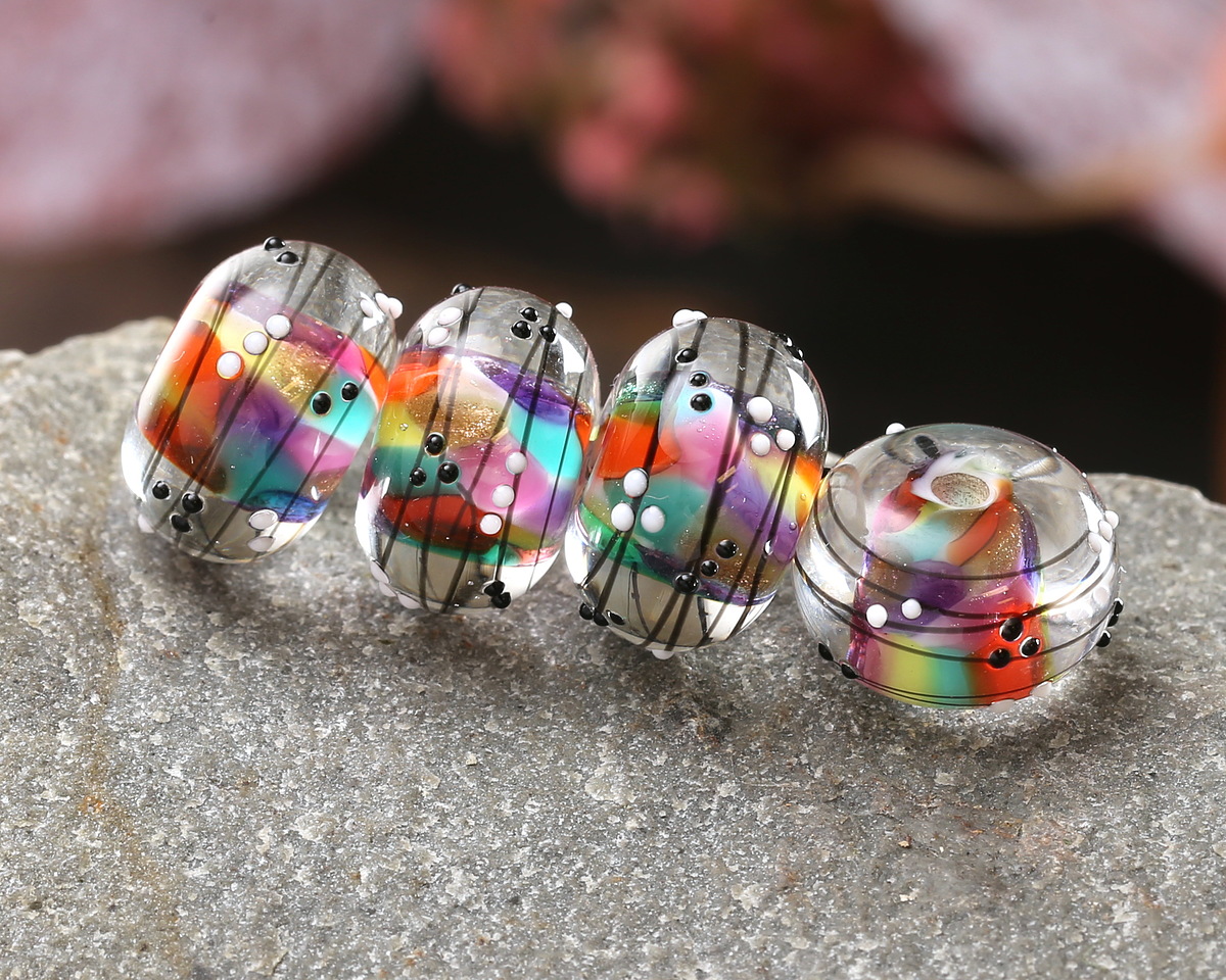 Grace Lampwork Surprise Party Rondelle 10x16mm