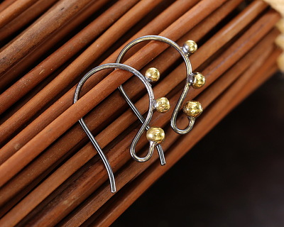 Nina Designs Sterling Silver Black Finish Ear Wire w/ Bronze Granulation 14x21mm