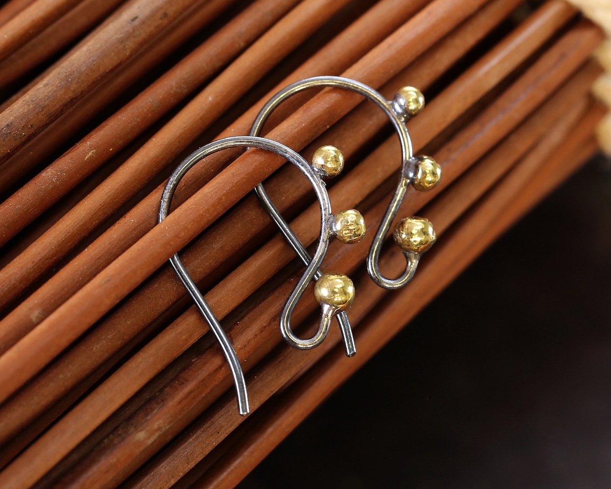 Nina Designs Sterling Silver Black Finish Ear Wire w/ Bronze Granulation 14x21mm