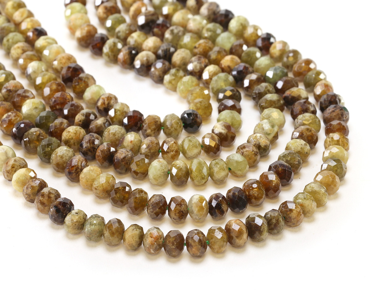 Green Garnet Microfaceted Rondelle 5x8mm