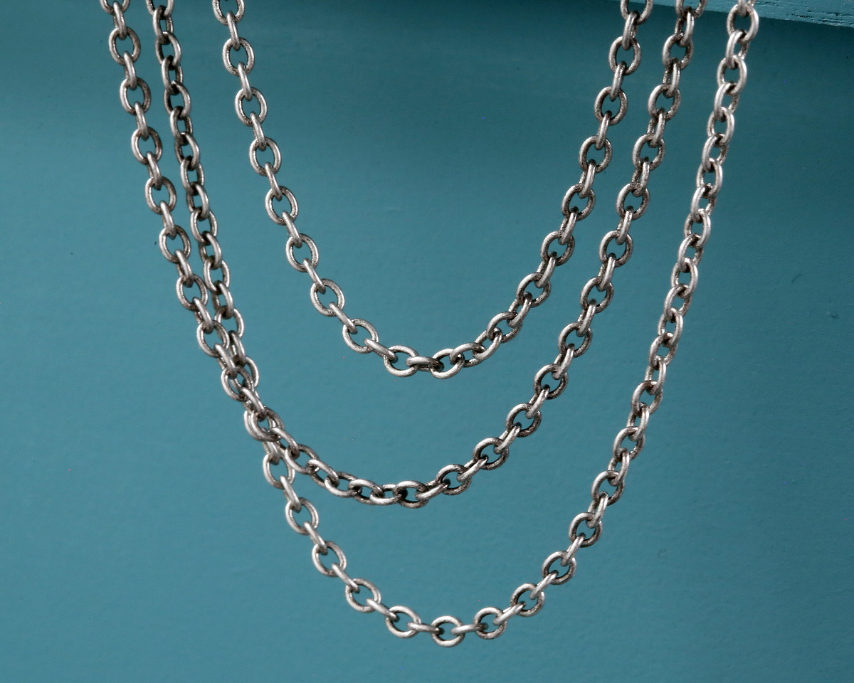 Antique Silver (plated) Round Wire Cable Chain, 5' Package
