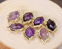 Amethyst Faceted Puff Leaf Focal w/ Gold Finish 14x22mm