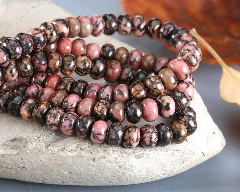 Collier Rhodonite Et Quartzite Rouge 20 Pouces – Fermoir Acier Inoxydable Argenté