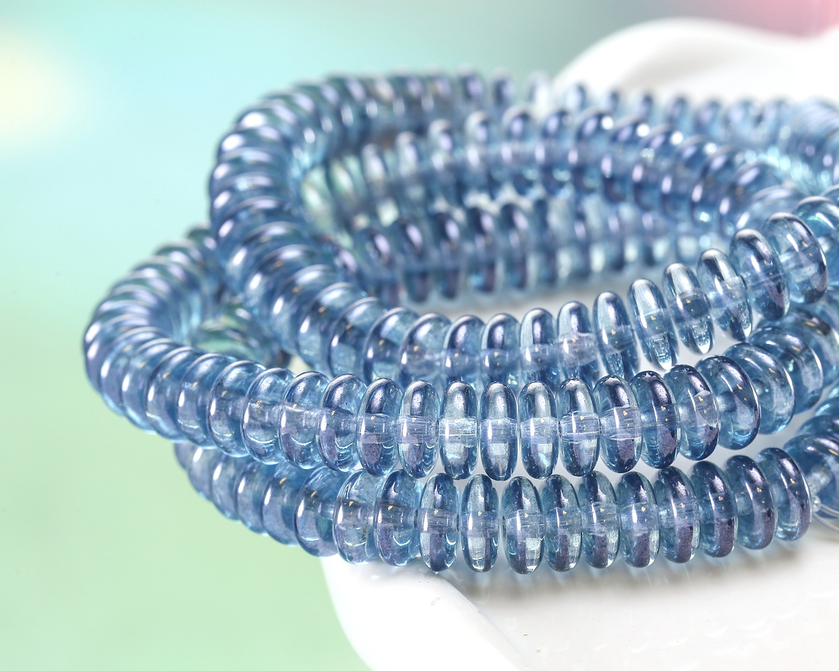 Czech Glass Light Sapphire w/ Silver Luster Spacer 2x6mm